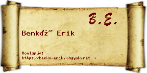 Benkő Erik névjegykártya
