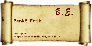 Benkő Erik névjegykártya
